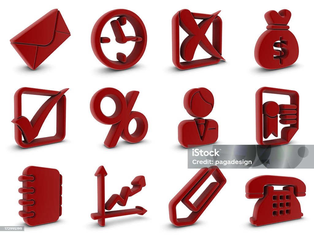 Icone di affari in gomma rossa - Foto stock royalty-free di A forma di croce