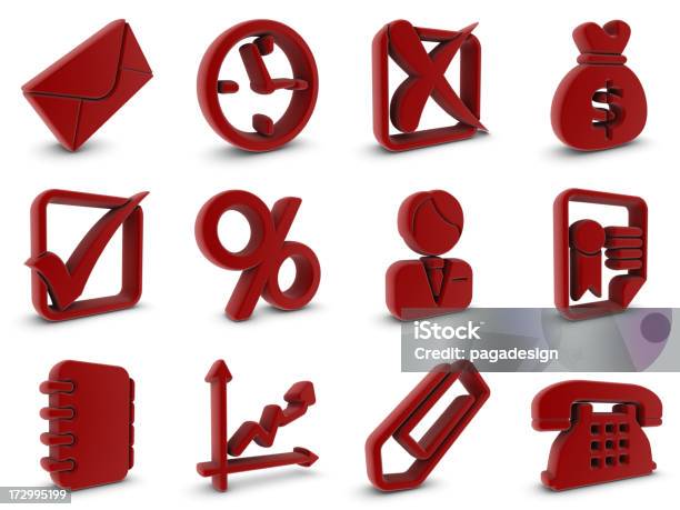 Icone Di Affari In Gomma Rossa - Fotografie stock e altre immagini di A forma di croce - A forma di croce, Affari, Articolo di cancelleria