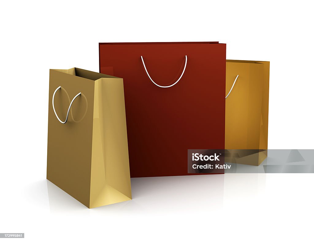 Fall Colored Shopping Bags (XXL) Three Fall colored shopping bags on white background. Gift Bag Stock Photo