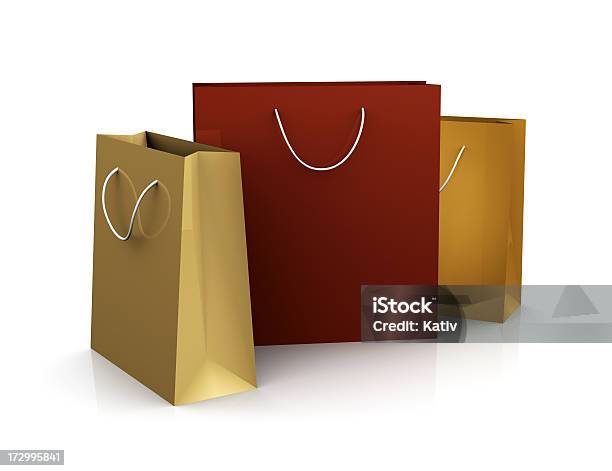 Fall Colored Shopping Bags Stock Photo - Download Image Now - Gift Bag, White Background, Autumn