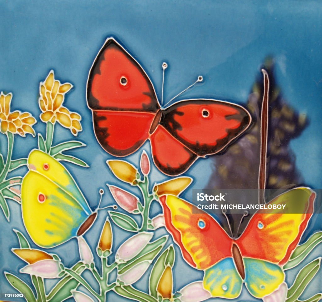 Butterfly Tile Colorful ceramic tile butterflys. Art Stock Photo