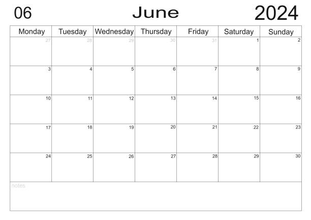 istock Business planner. Calendar June 2024 schedule with blank note for to do list 1729967471