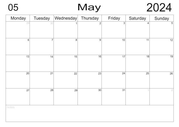 istock Business planner. Calendar May 2024 schedule with blank note for to do list 1729967473