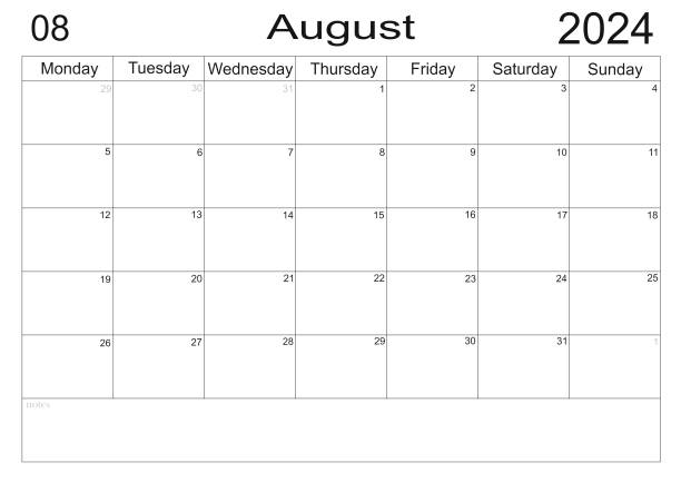 istock Business planner. Calendar August 2024 schedule with blank note for to do list 1729968062