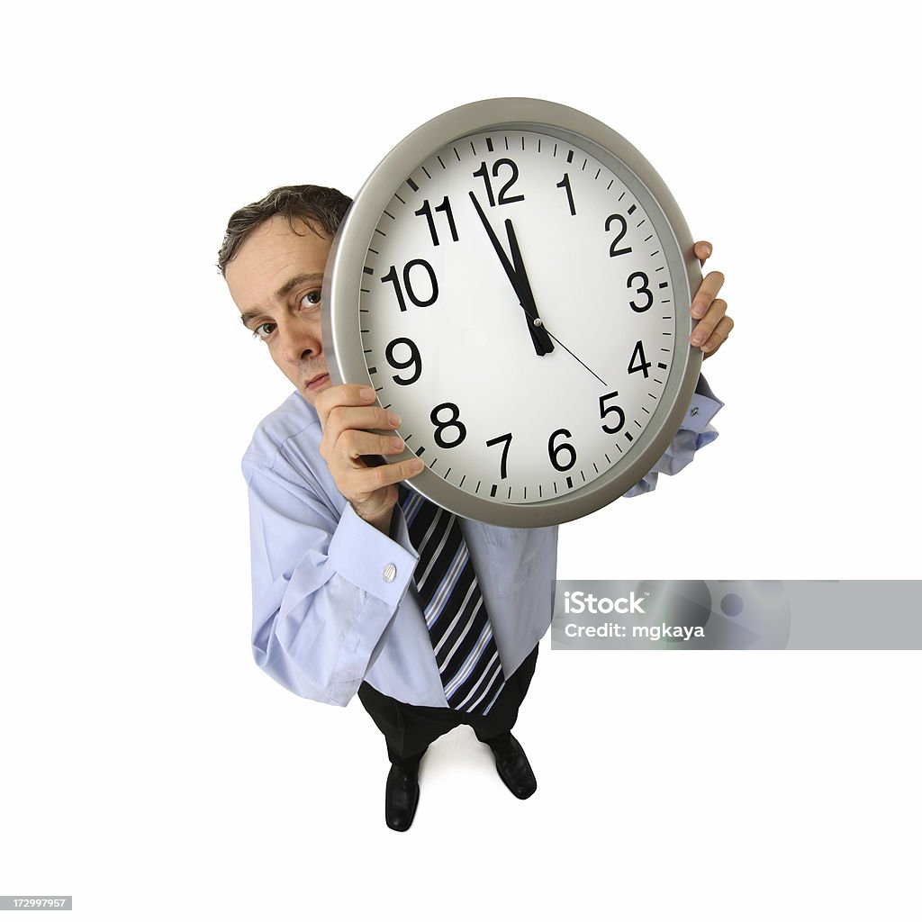 Empresario y la gran reloj - Foto de stock de 30-39 años libre de derechos