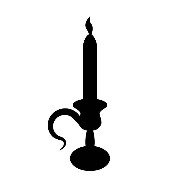 sylwetka zabytkowego świecznika na jedną świecę - candlestick holder candle silhouette antique stock illustrations