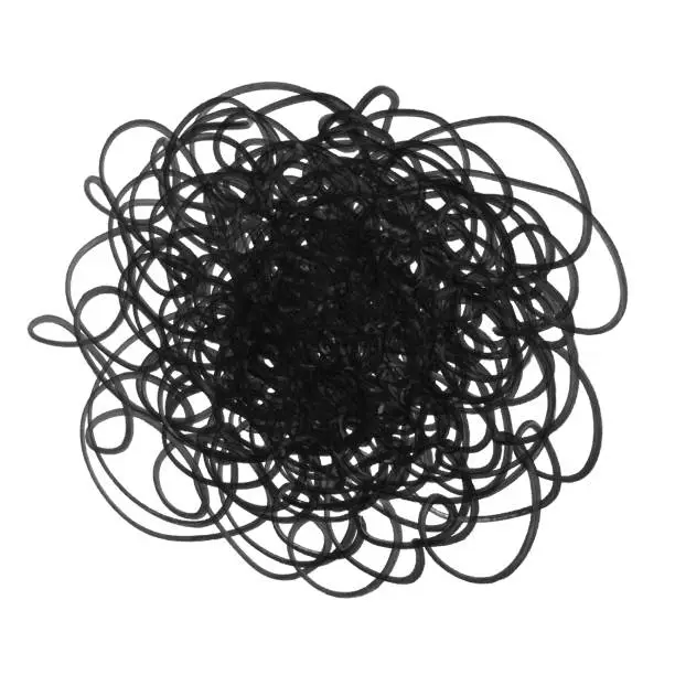 Vector illustration of Tumbleweed illustration in vector - uneven messy black lines hand drawn by black pen isolated on white paper background - single object with uneven edges - brainstorming cloud, abstract dot, ball of wool