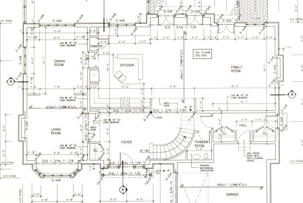 istock The blueprints of the main floor of a house 172998652