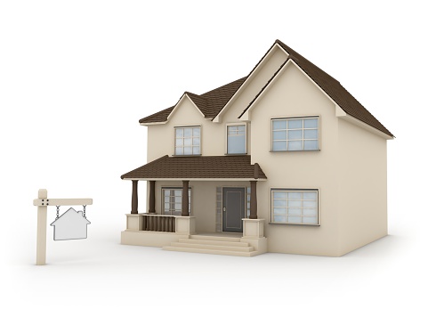 3d render.  House isolated on white background.