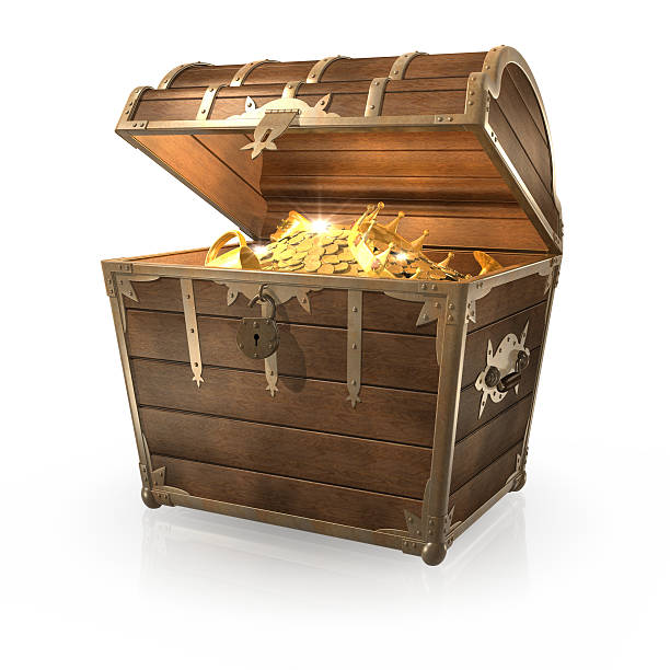 Treasure Chest Treasure chest full of gold in a white environment. treasure chest photos stock pictures, royalty-free photos & images