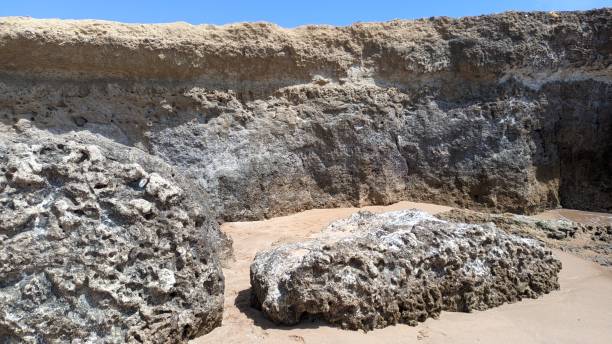 istock Sand, rocks, rocks and sky on the beach in Lisbon 1730007668