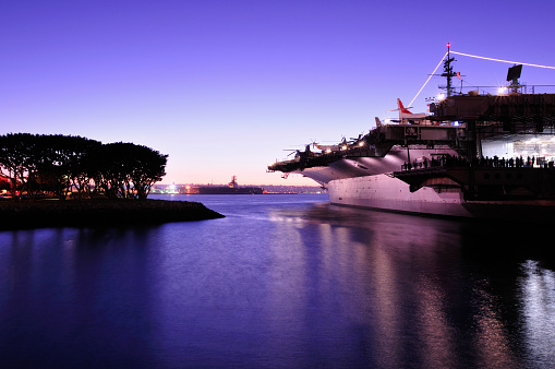 The USS Midway at Dusk in San Diego,CA.