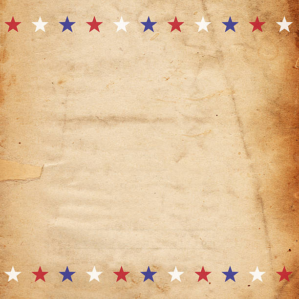 istock Old paper background with blue, red and white star motif 173001461