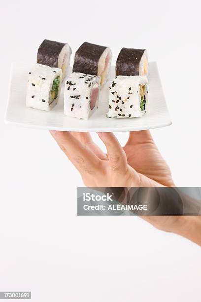 Sushi Rolki - zdjęcia stockowe i więcej obrazów Białe tło - Białe tło, Biały, Fotografika