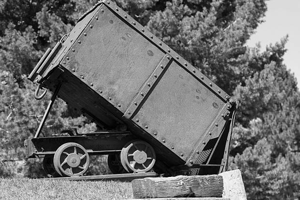Mining Cart in Black and White A mining cart in black and white panning for gold photos stock pictures, royalty-free photos & images