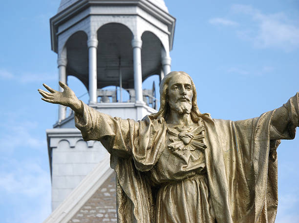 istock Jesus Christ in front of church 173002144