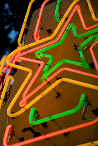 Detail of theater marquee in Dallas, Texas. Texas star.