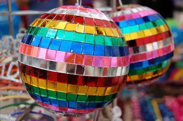 Rainbow disco balls.