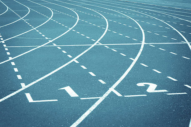 Running Track Start zone on a running track. number 2 photos stock pictures, royalty-free photos & images