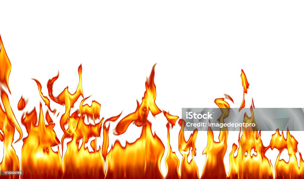 Fuoco fiamme su sfondo bianco - Foto stock royalty-free di Accendere (col fuoco)