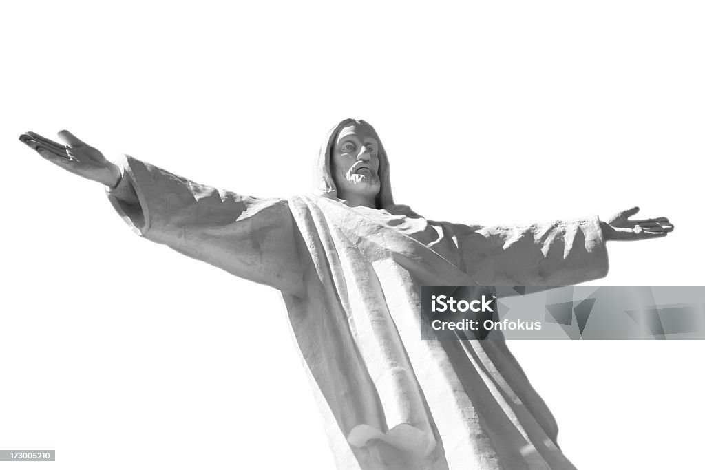 Jesus Christus-Statue, die isoliert auf weißem Hintergrund - Lizenzfrei Christusstatue Stock-Foto