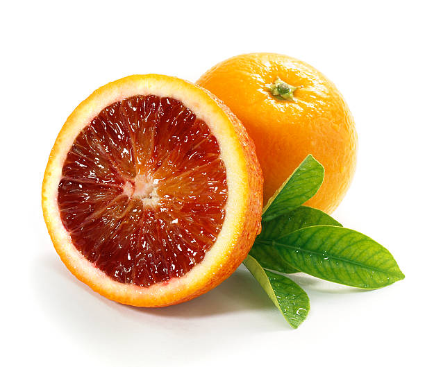 Blood Oranges with Leaf stock photo