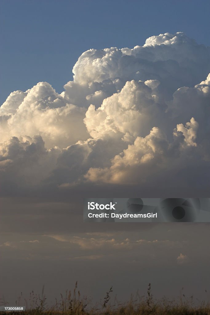 Blancas esponjosas nubes Cumulus Nimbus en cielo dramático - Foto de stock de Altocúmulo libre de derechos