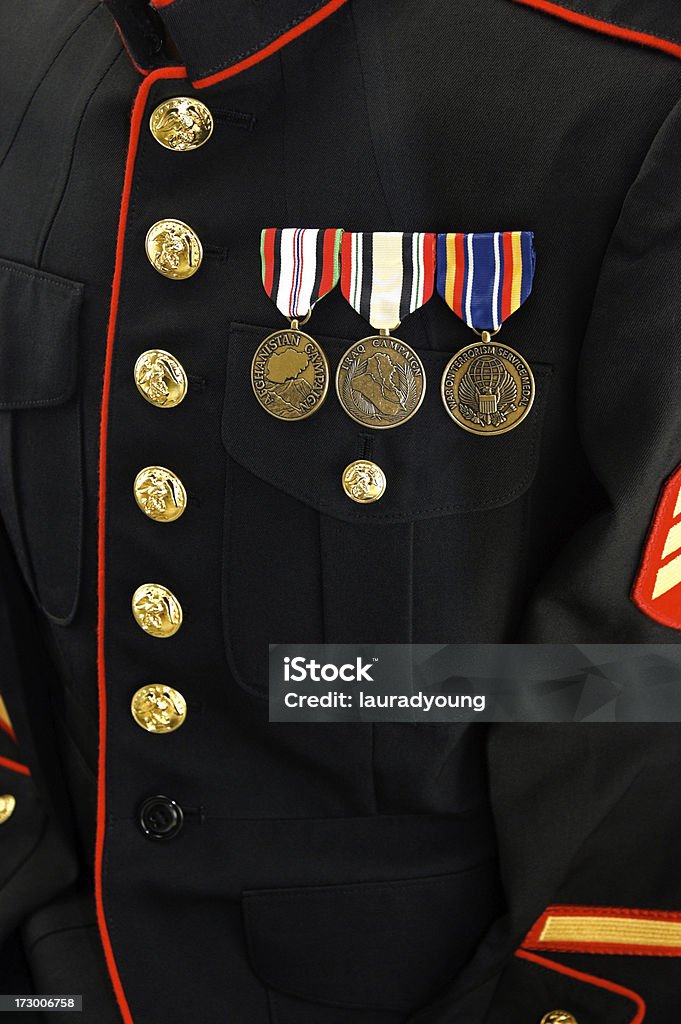 Marine blusa uniforme de las medallas - Foto de stock de Infantería de Marina estadounidense libre de derechos