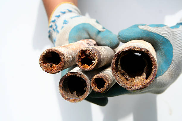 Group of dirty pipes Clogged drain pipes Smaller pipes.  Originally shot for a copper pipe replacing company, but never used. These clogged pipes came out of an old apartment building that was having water drainage issues. clogged stock pictures, royalty-free photos & images