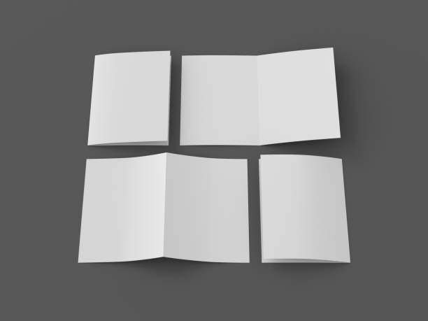istock Half-folded flyer vertical A5 booklet mockup on gray background 1730069711