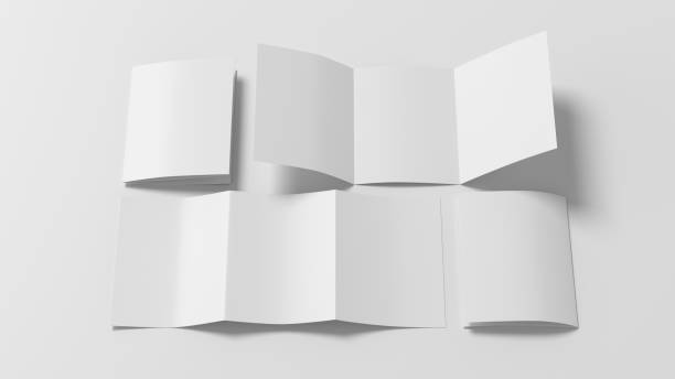 istock Vertical A5 trifold roll brochure booklet mockup on white background 1730069737