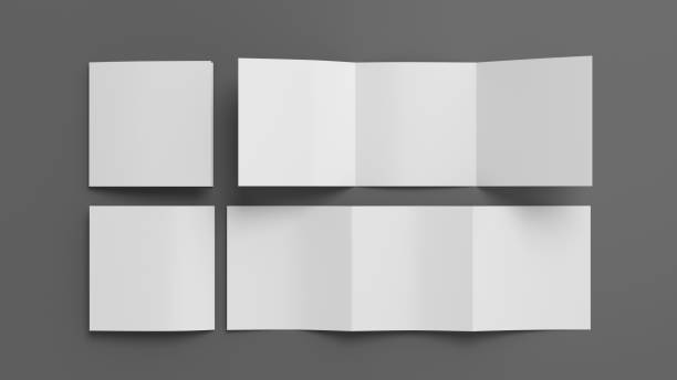 istock Square trifold roll brochure booklet mockup on gray background 1730070279