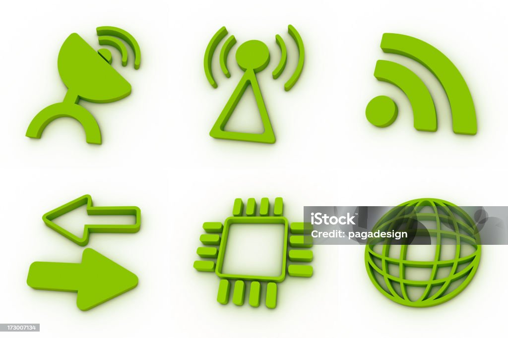 Verde ícones-rede - Foto de stock de Antena - Equipamento de telecomunicações royalty-free