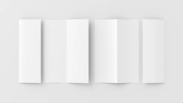 istock Half-folded flyer vertical booklet mockup on white background 1730071397