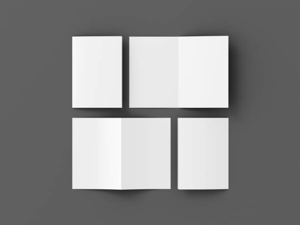 istock Half-folded flyer vertical A5 booklet mockup on gray background 1730074039