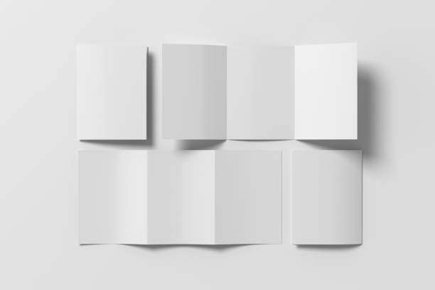 istock Vertical A5 trifold roll brochure booklet mockup on white background 1730076144
