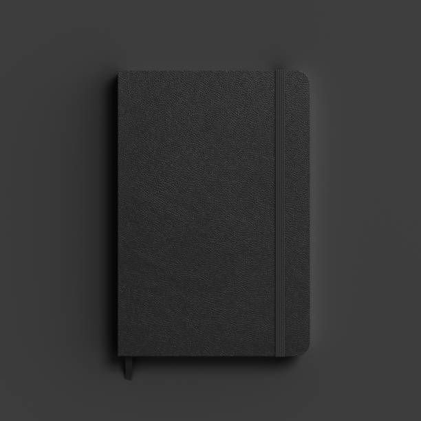 istock Black cover notebook mockup on gray background 1730079322