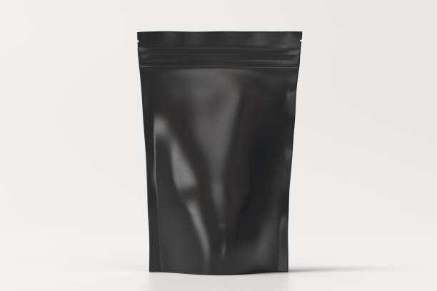 istock Black packaging pouch mockup for tea, coffee, snack on white background 1730080665