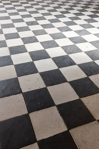 "Checkered Floor from the 16th Century at Chateau Chenonceau, Loire Valley, France. Focused on Foreground."