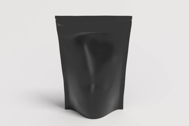 istock Black packaging pouch mockup for tea, coffee, snack on white background 1730085259
