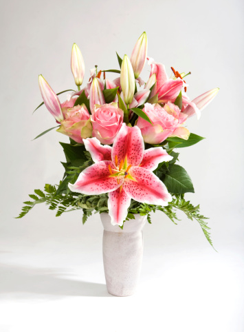 Tiger lilies and pink rosessee more bouquets
