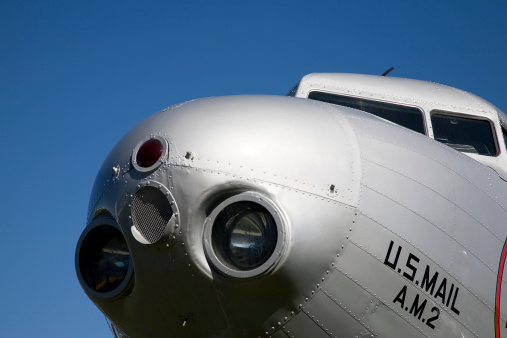 Nose of a vintage aircraft.