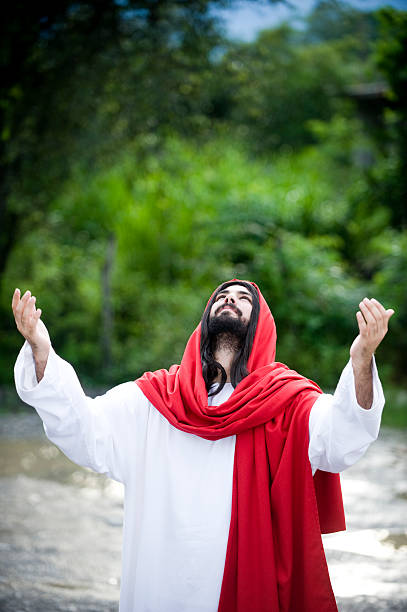 Jesus praying in nature