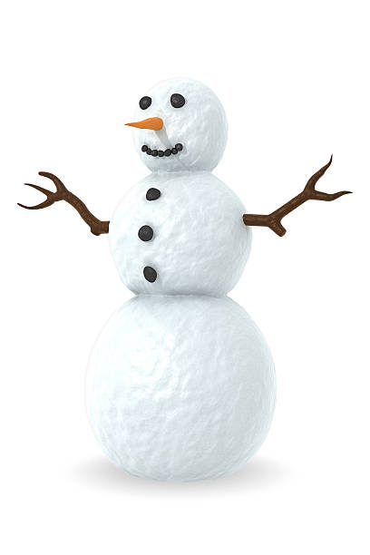 Snowman "Snowman with carrot nose, coal eyes and mouth.This image could be useful in a Christmas composition.This is a detailed 3d rendering" snowman stock pictures, royalty-free photos & images