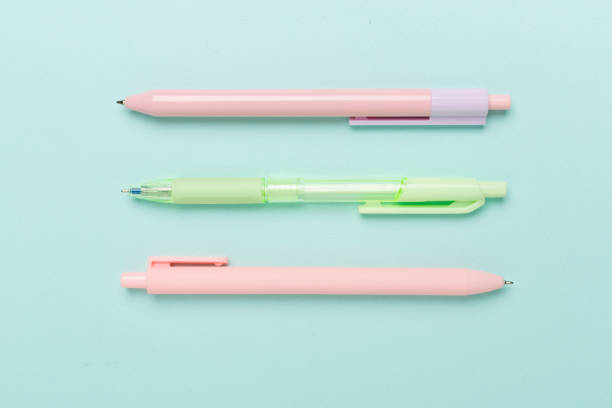 istock Pastel coloured pens on color backgroung, top view 1730101608