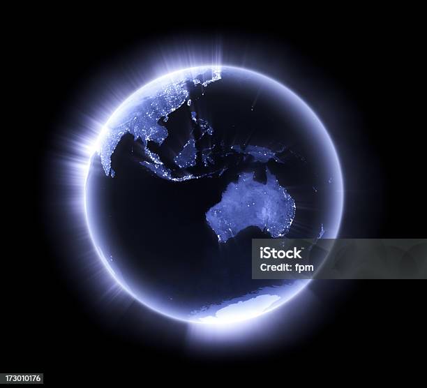 Tierra Azul Brillante Australasia Foto de stock y más banco de imágenes de Australia - Australia, Globo terráqueo, Nueva Zelanda