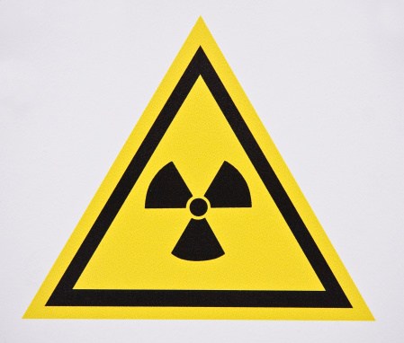 3D rendering of danger radiation sign Icon set, nuclear power station and radioactive warning symbol on color background, Dangerous sign collection