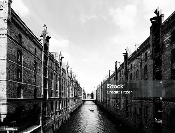 Histórico Speicherstadt Hamburgo - Fotografias de stock e mais imagens de Antigo - Antigo, Hamburgo, Preto e Branco