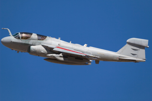 An Electronic Warfare Jet taking off.