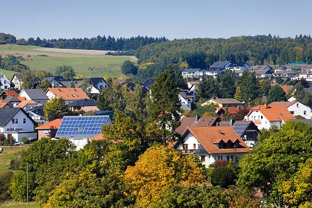 istock Village with Solar Panel Houses 173010958